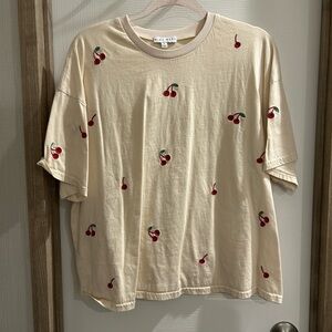 Cherry Print Beige T-Shirt